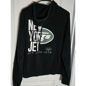Men's New York M Jets NFL Football Full Zip Up Black Hoodie W/ Pockets By Wear